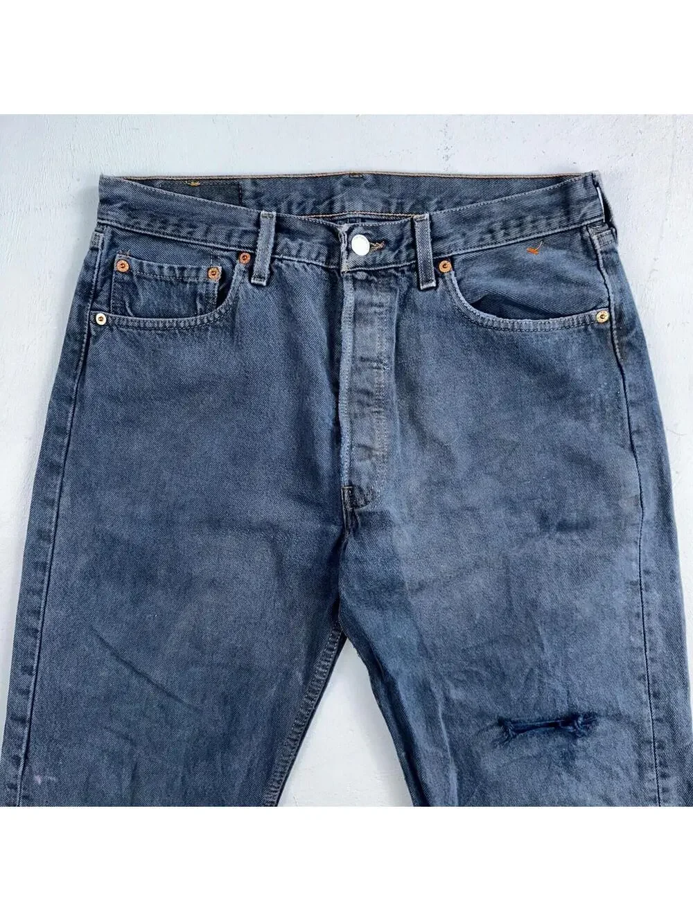 Levis 501 Vintage 90s USA XX Straight Leg Jeans Blue Overdyed 33x30 Act 32x29